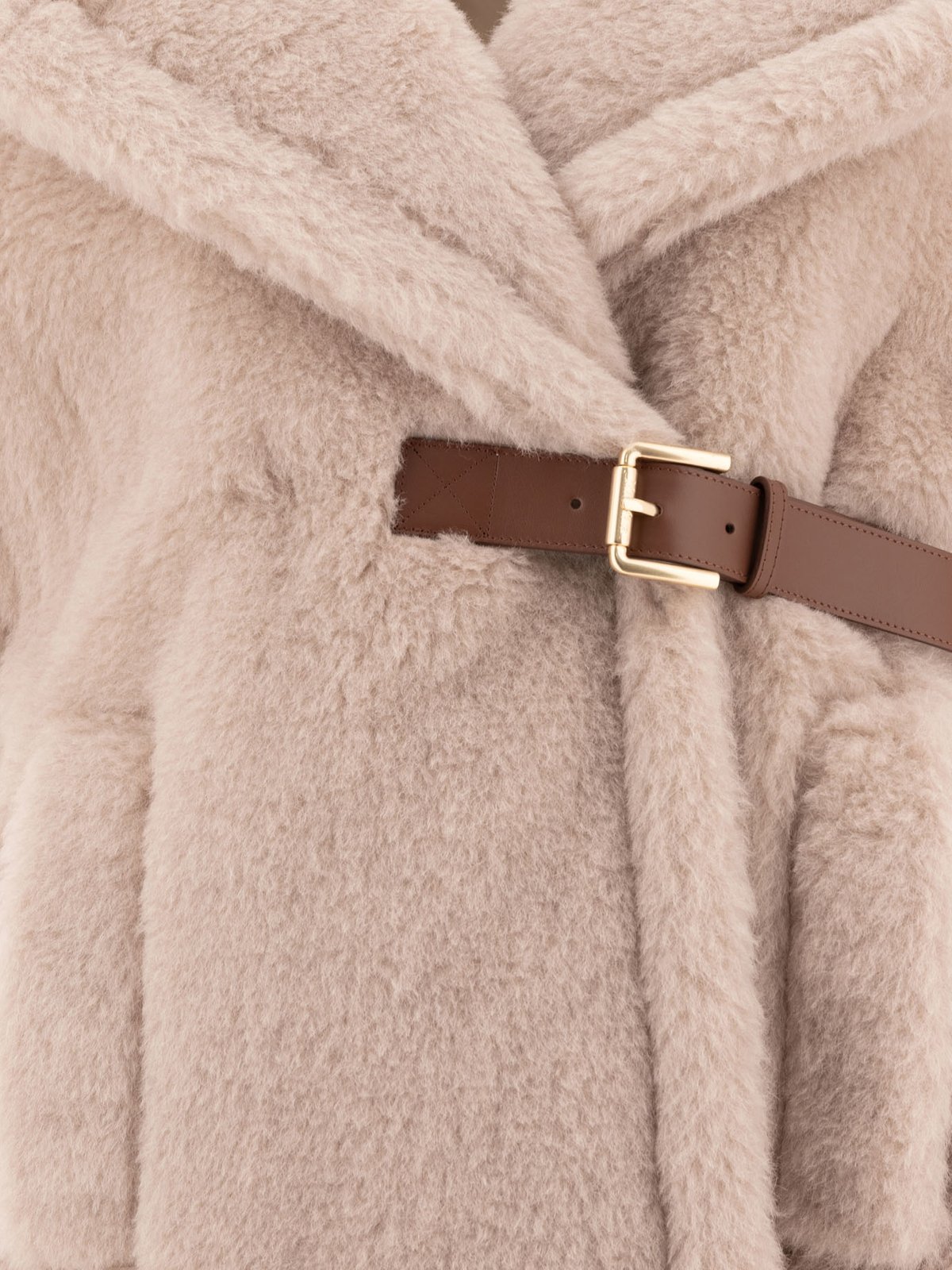 Max Mara Lapel Cape In Nude
