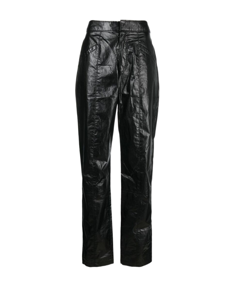 Isabel Marant Metallic-effect Straight-leg Trousers In Black