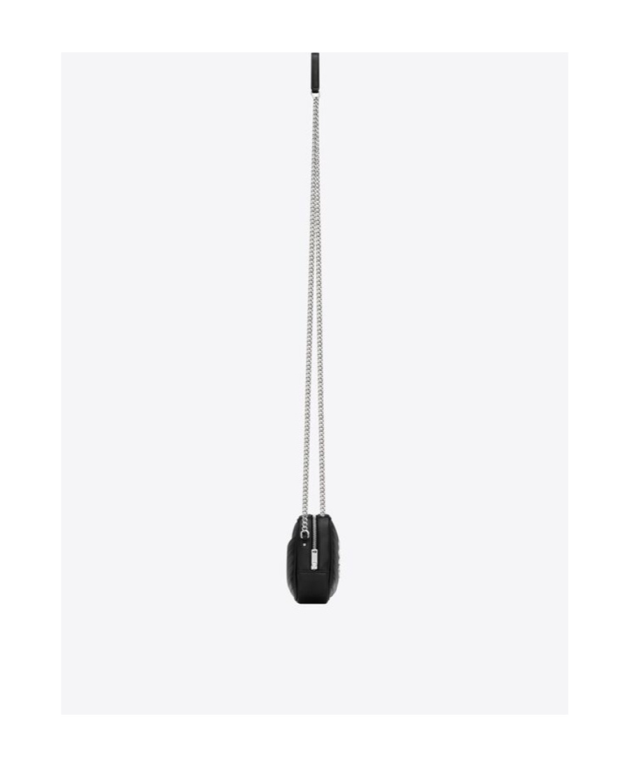 Saint Laurent Mini Lou Black Calfskin Leather Crossbody Handbag For Women Ss24 In Black