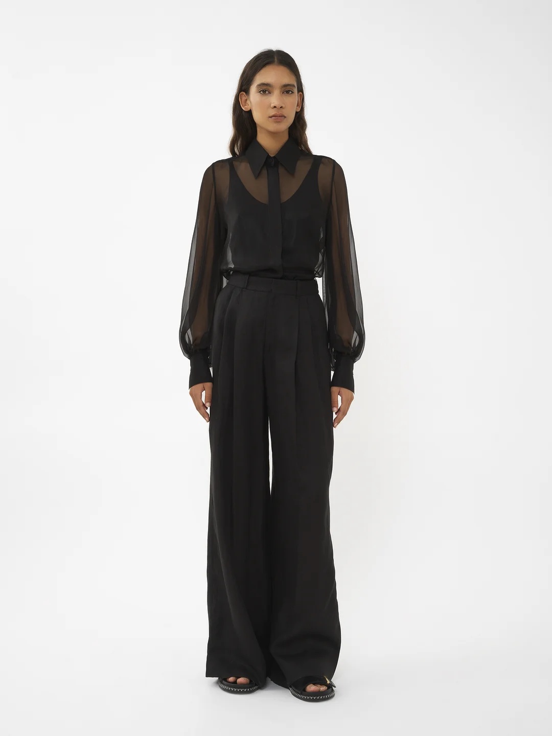 Chloé Long-sleeved Shirt With Shrunken Sleeves In Gray