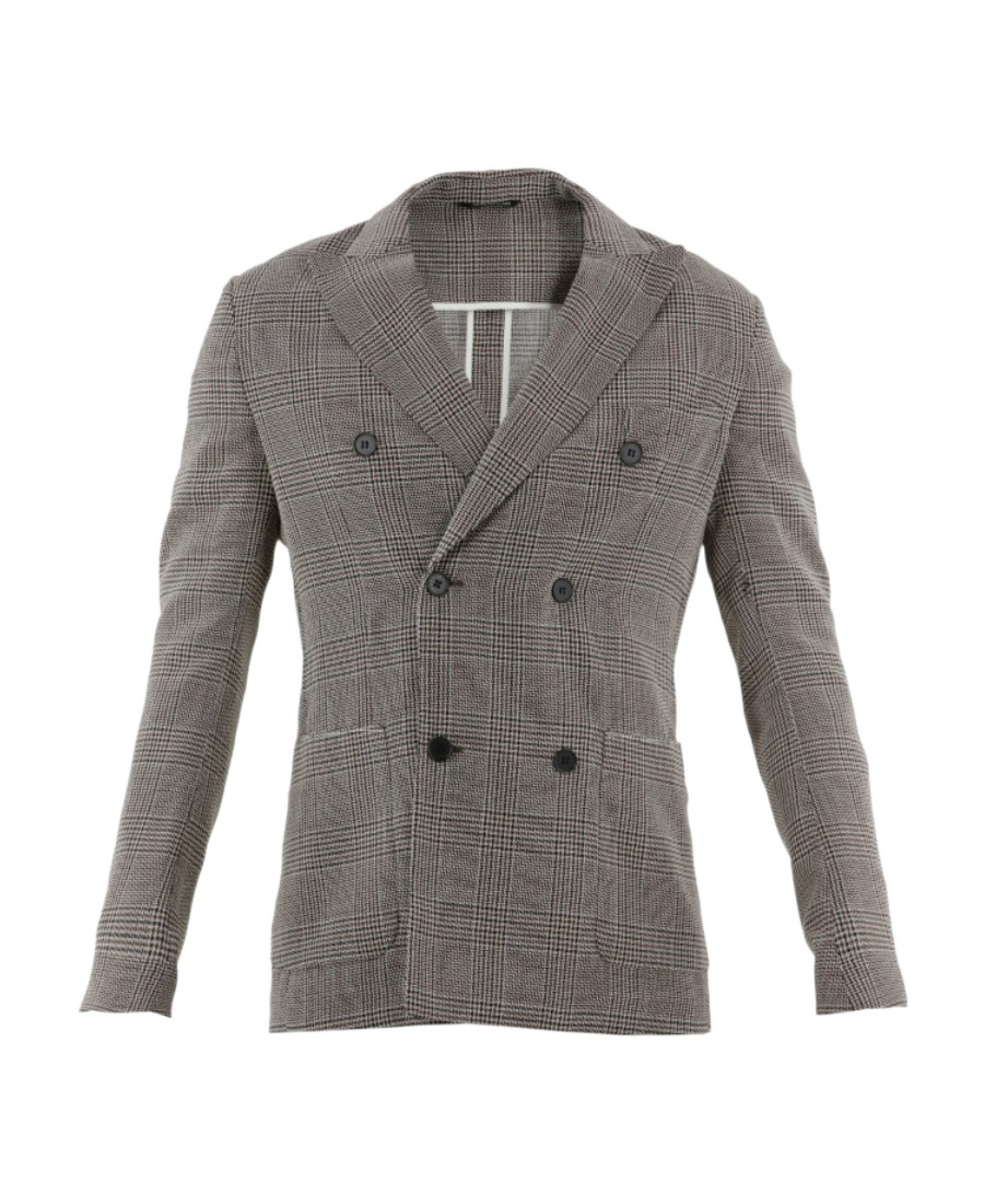 Tonello Double-breasted Suit Jacket In Gray