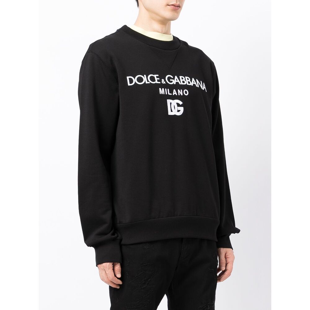 Dolce & Gabbana Cotton Sweatshirt With Frontal Logo In Black