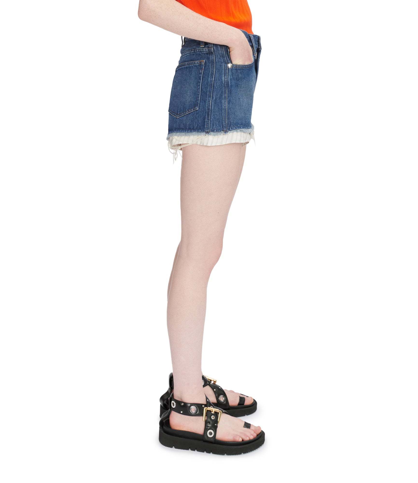 Apc Layered Denim Shorts In Blue