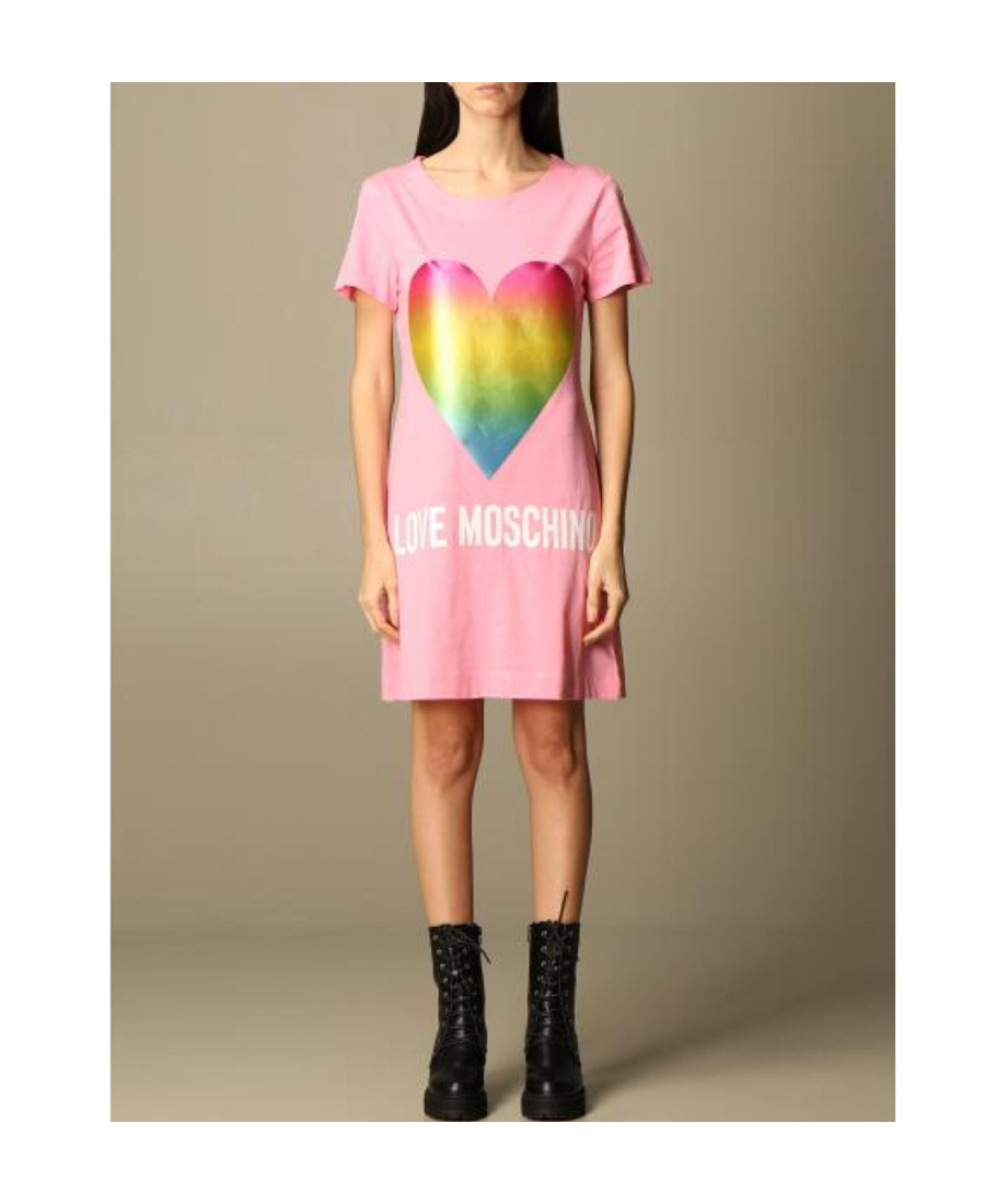 Moschino Heart Print T-shirt Dress In Pink