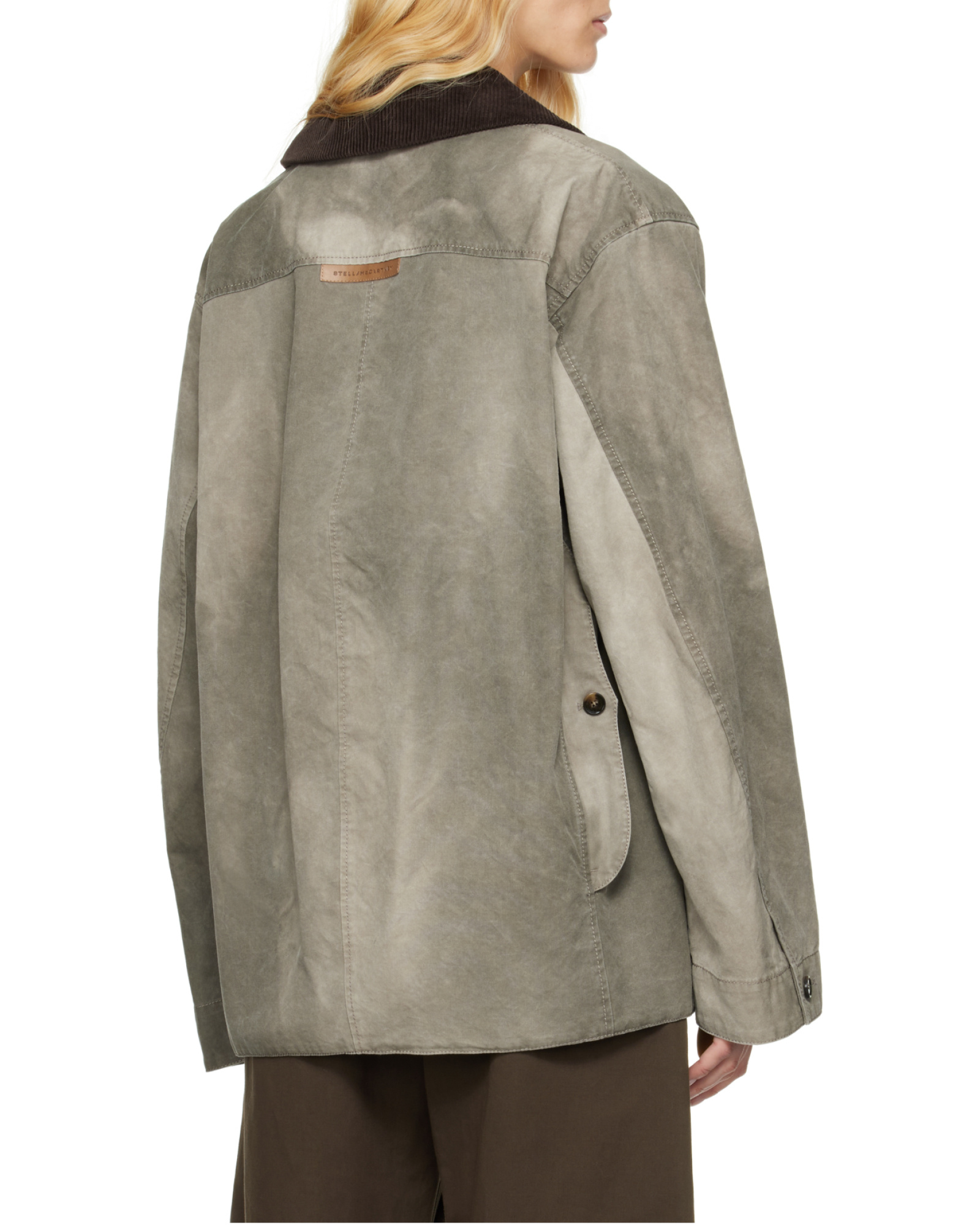 Stella Mccartney Gray Corduroy Collar Aged Jacket In Red