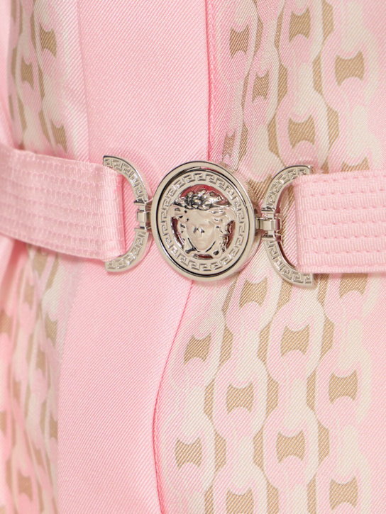Versace Barocco Chain Pattern Mini Shirt Dress In Pink
