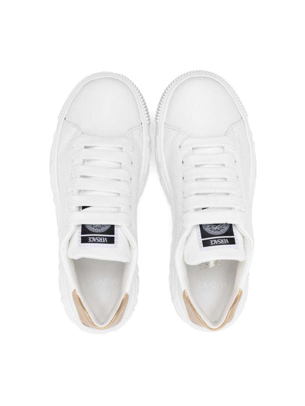 Versace Greca-detail Leather Sneakers In White