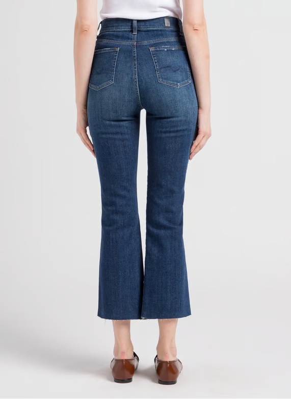 7 For All Mankind High Waisted Slim Kick With Studs Jeans In Juke Box In Blue