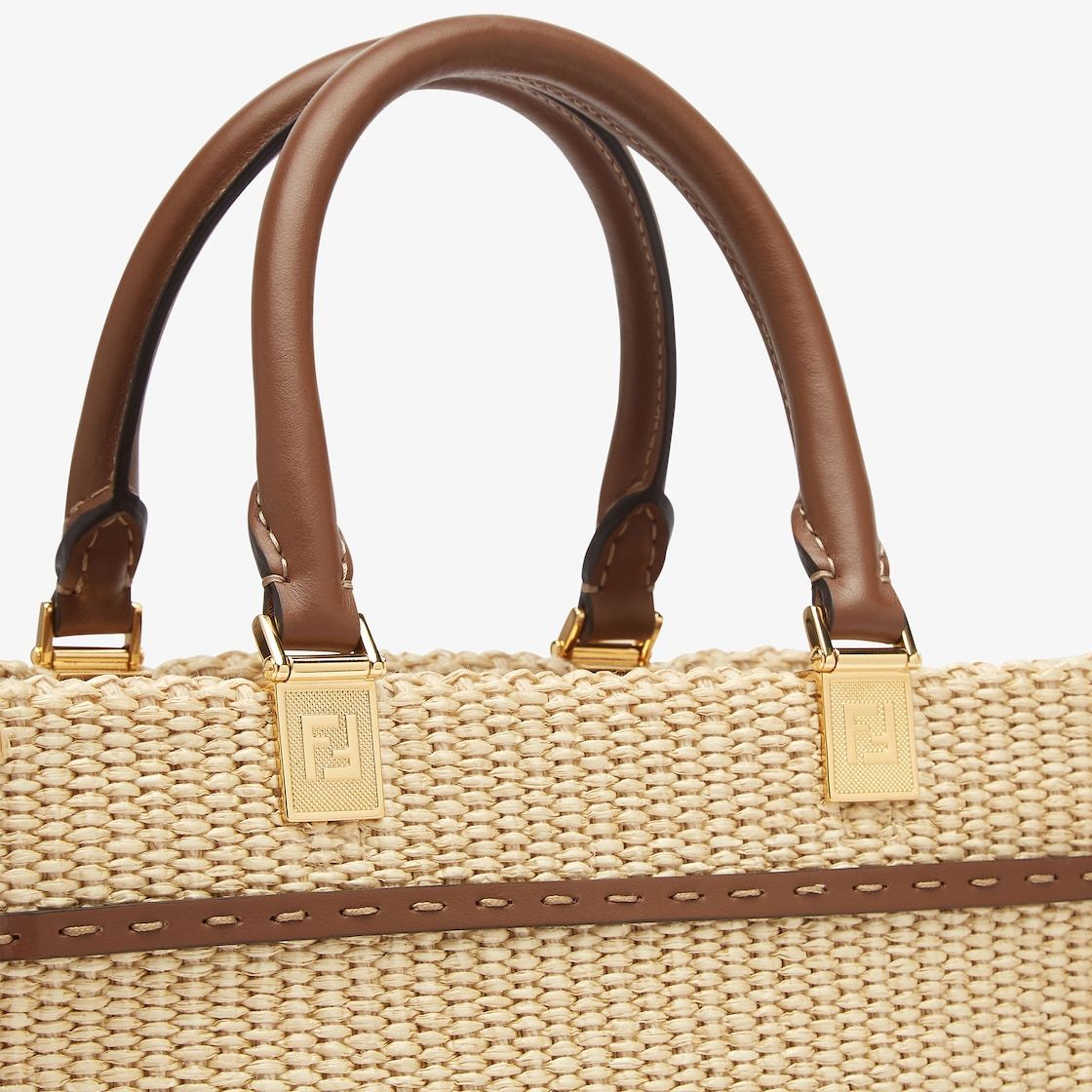 Fendi Small Raffia Sunshine Bag In Nude