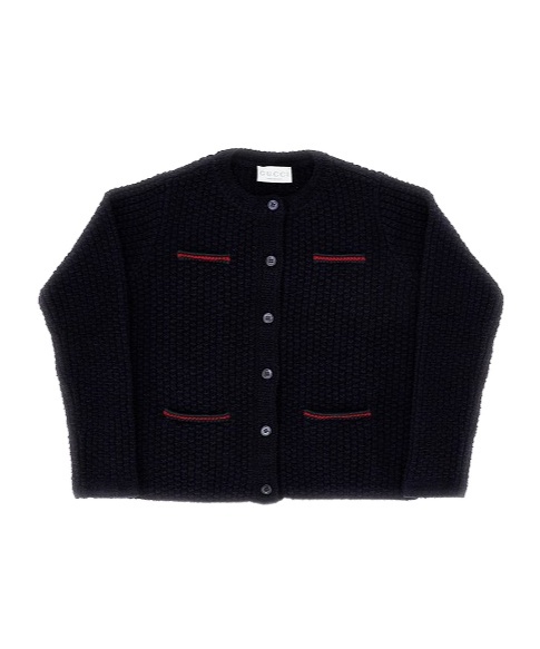 Gucci Long-sleeved Knitted Cardigan In Black