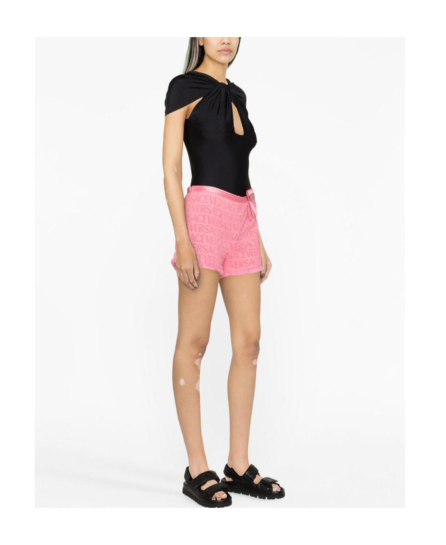Versace Allover Bow-embellished Shorts In Pink