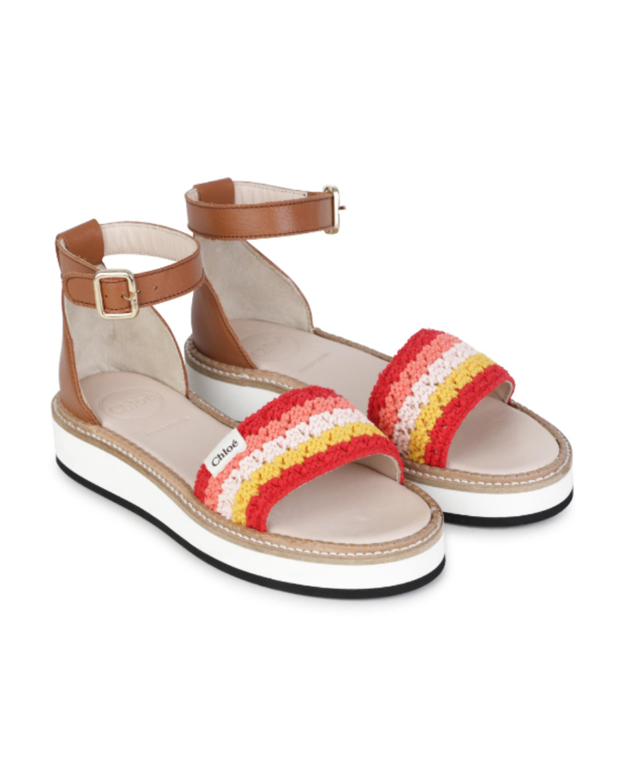 Chloé Logo Sandals In Nude