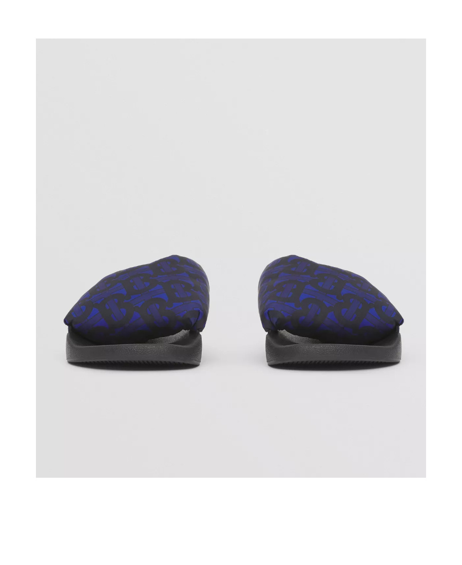 Burberry Tb Monogram-print Slides In Blue