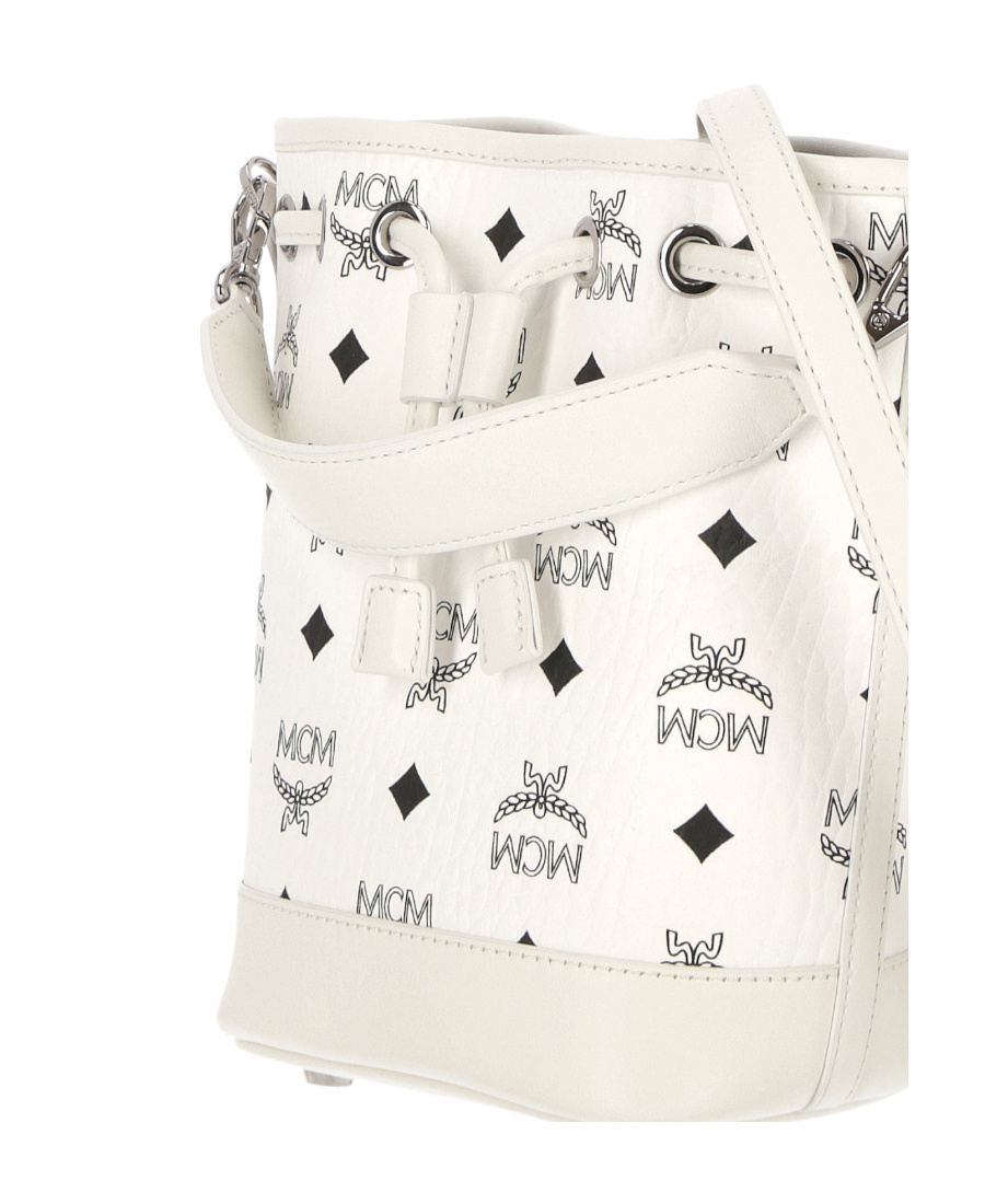 Mcm Dessau Drawstring Mini Tote Bag In White
