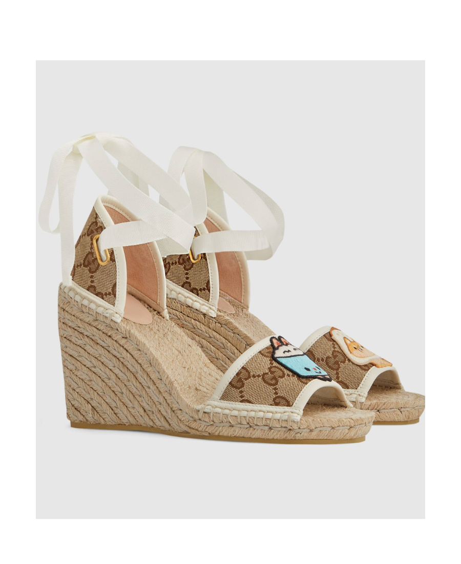 Gucci Gg Slope Heel Sandals In Nude