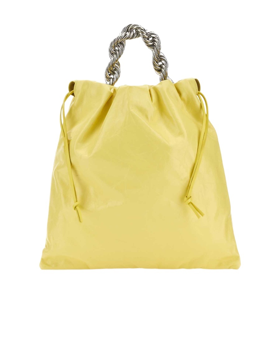 Jil Sander Metallic Top-handle Leather Tote Bag In Yellow