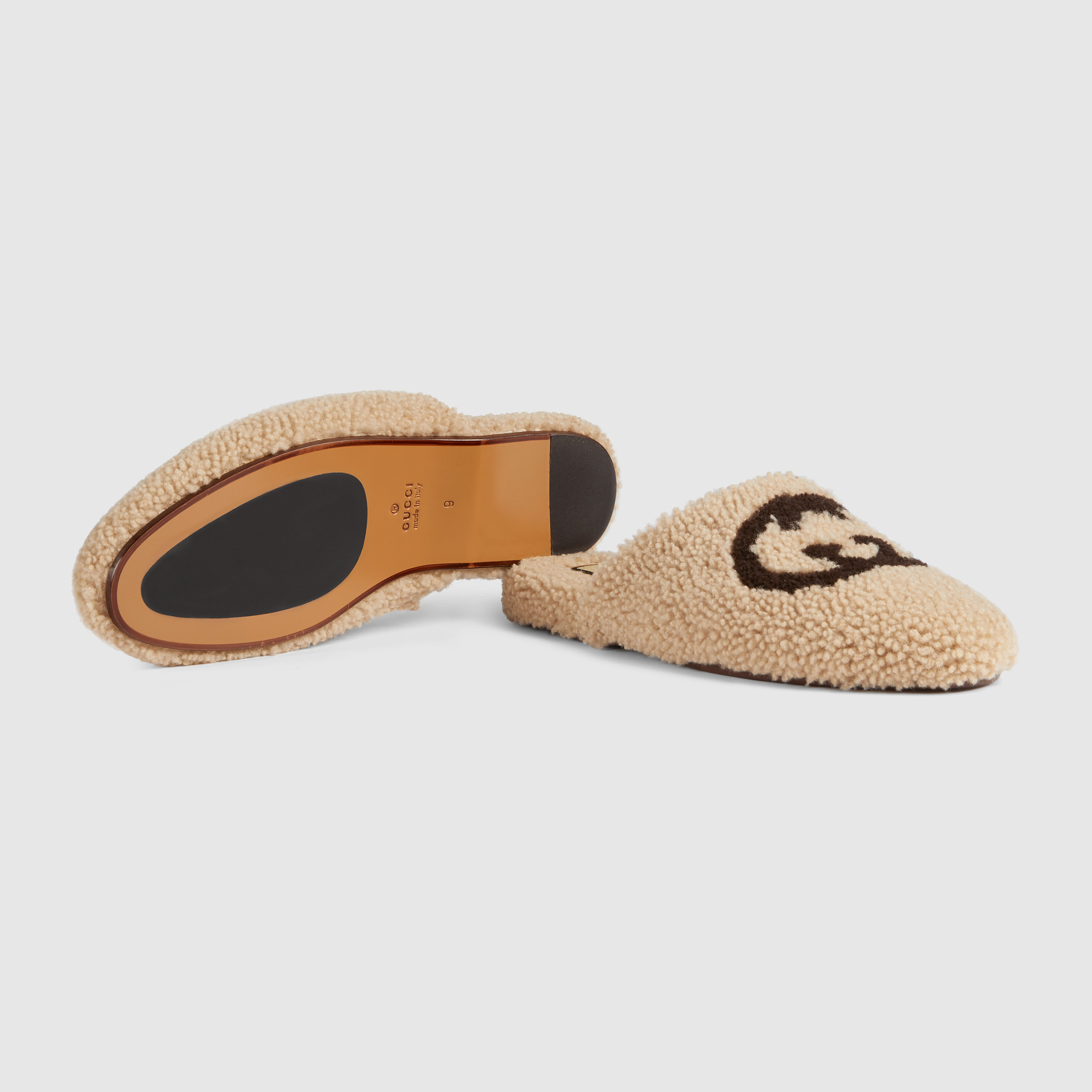 Gucci Interlocking-g Textured Slippers In Nude