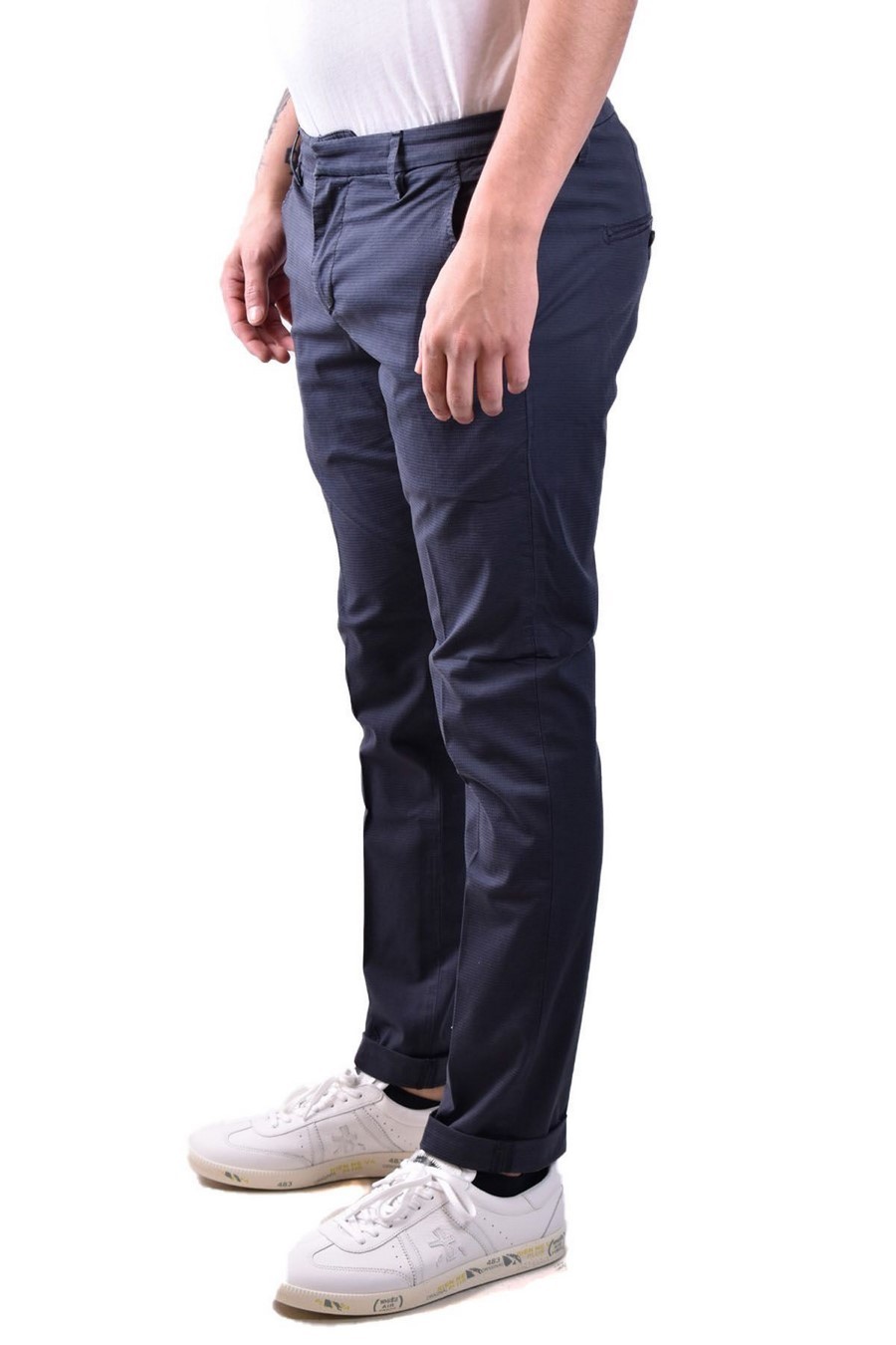 Dondup Tailored Trousers With Cuffed Hem And Pockets In Black