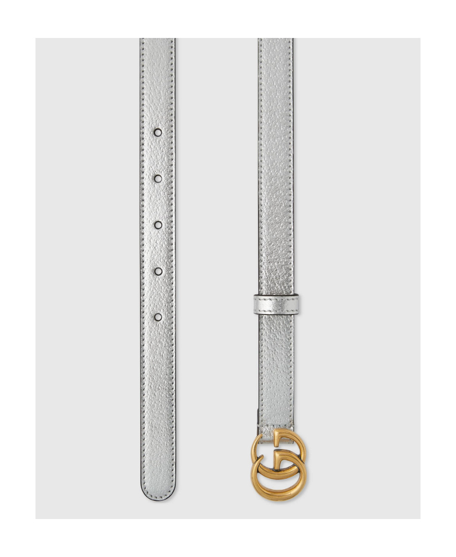 Gucci Double G Belt Buckle Narrow Version Belt In Gray