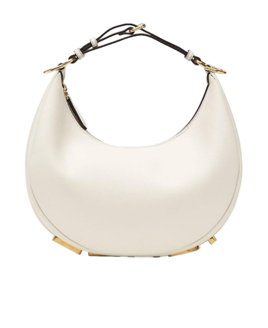 Fendi Graphy Small Leather Shoulder Bag In White