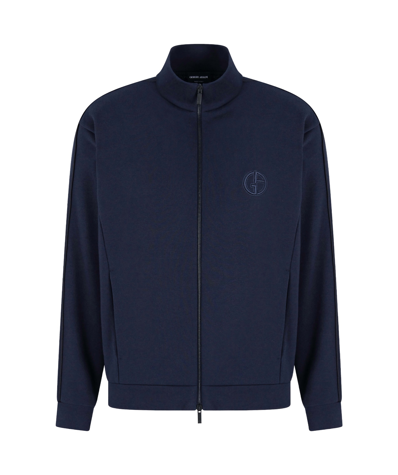 Giorgio Armani Long-sleeved Zipper Sweatshirt In Black
