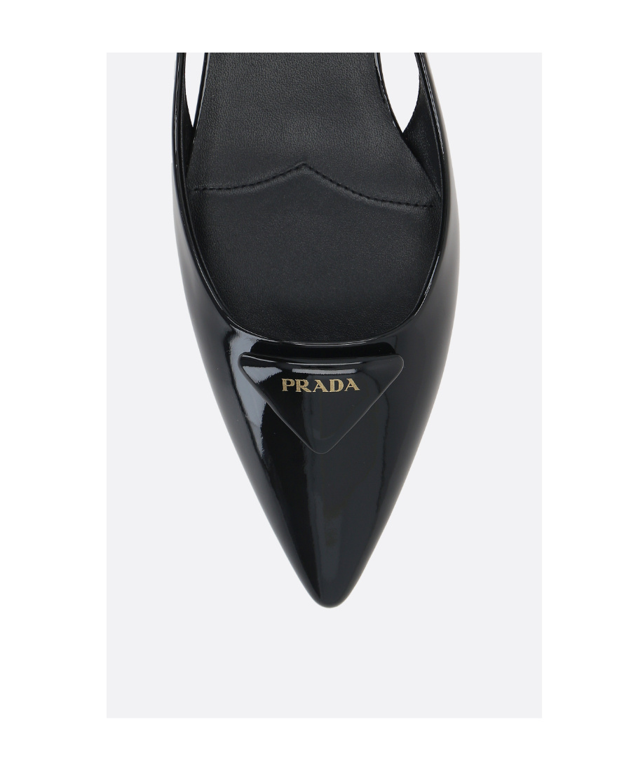 Prada Patent Leather Slingback Pumps In Black