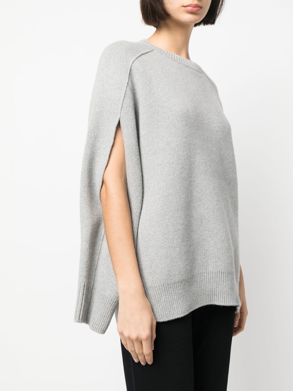 Shop Lanvin Round-neck Cape-back Jumper In Gray