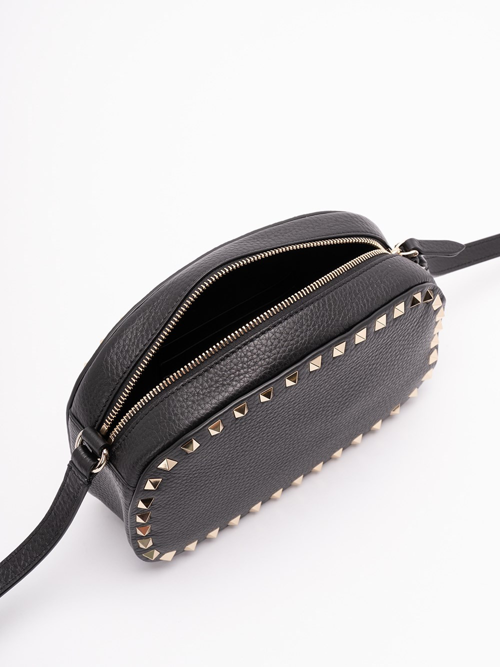 Valentino Zipper Shoulder Bag In Black