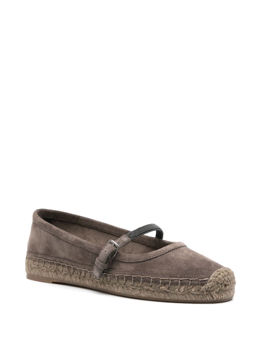 Brunello Cucinelli Brown Espadrilles With Monile Detail And Beveled Toe In Multicolor
