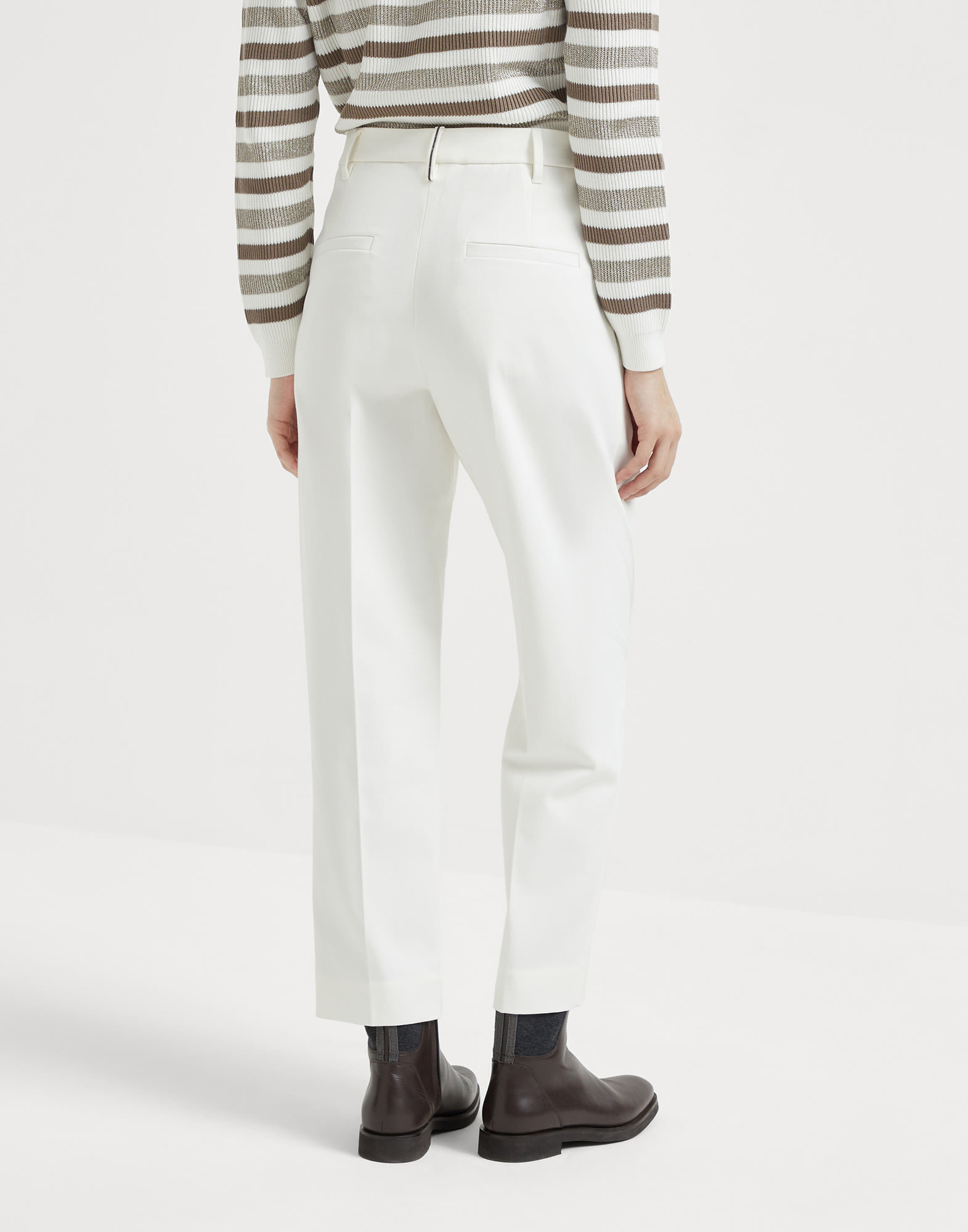 Brunello Cucinelli Slouchy Cropped Trousers In White