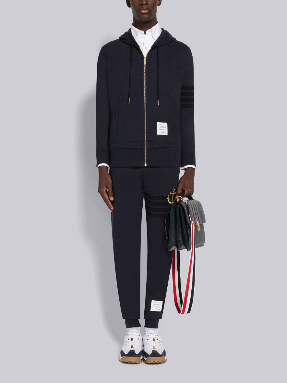 Thom Browne Anchor-embroidery Cotton Track Pants In Black