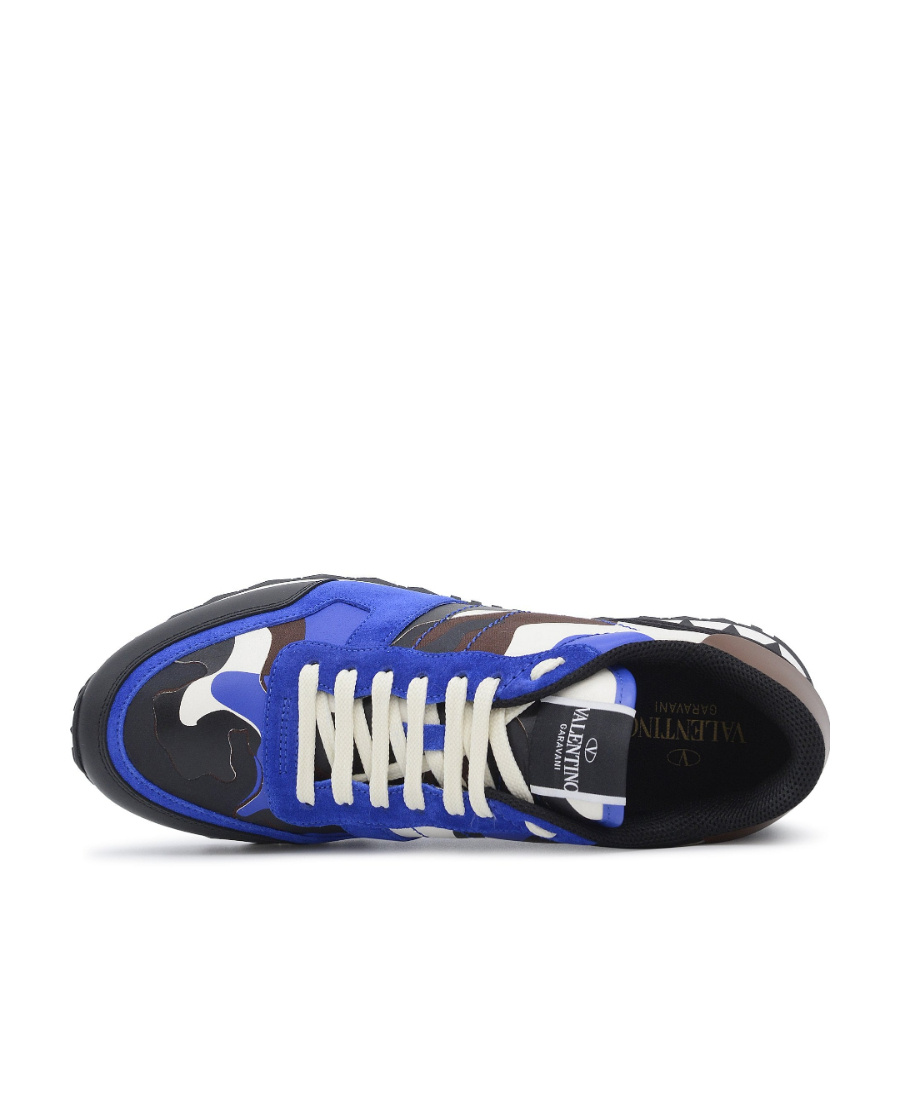 Valentino Rockrunner Camouflage Print Sneakers In Black