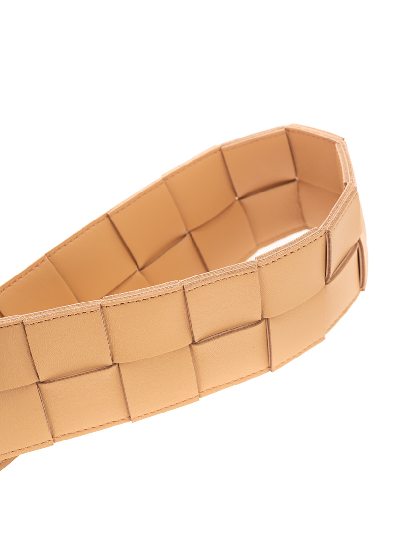 Shop Bottega Veneta Maxi Intreccio Triangle-buckle Belt In Brown