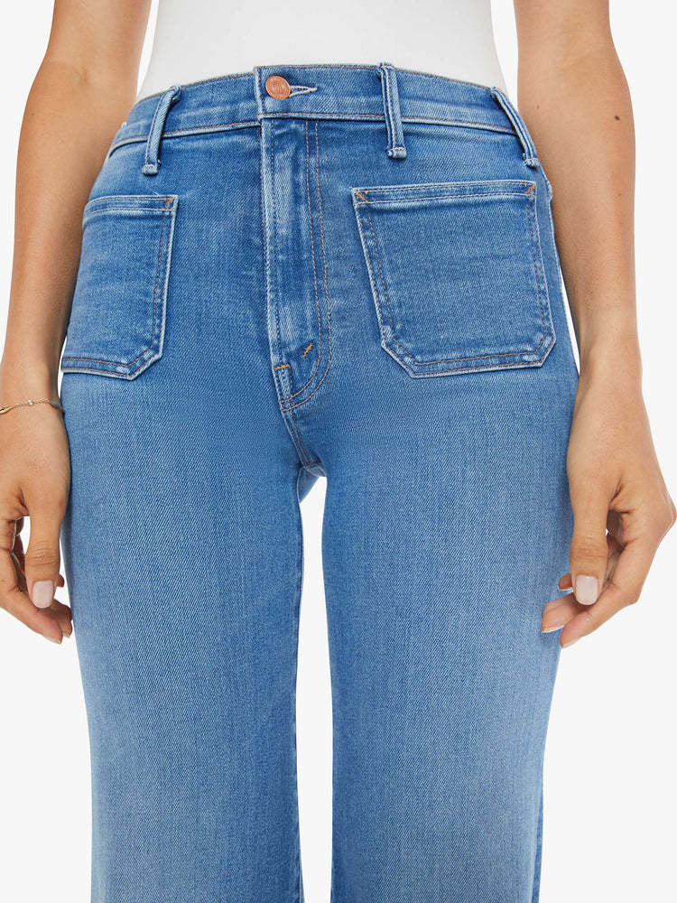Mother The Hustler Roller Patch Pocket Sneak Piece By Piece Jeans In Blue