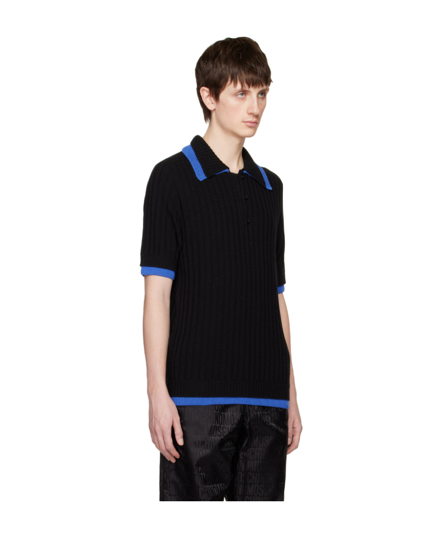 Moschino Logo Short-sleeved Polo Shirt In Black
