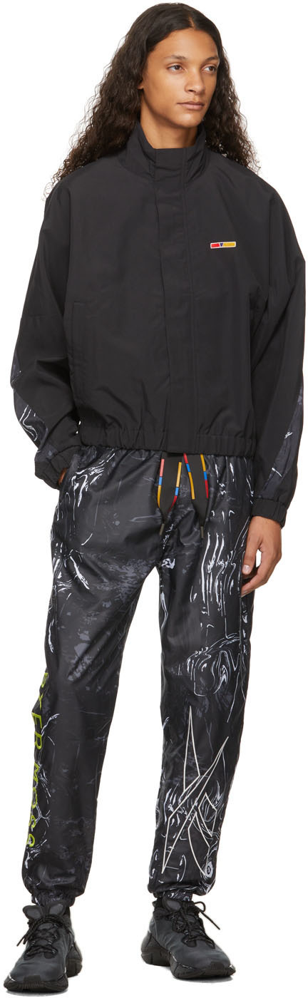 Reebok Black Pattern Printed Drawstring Sweatpants In Black