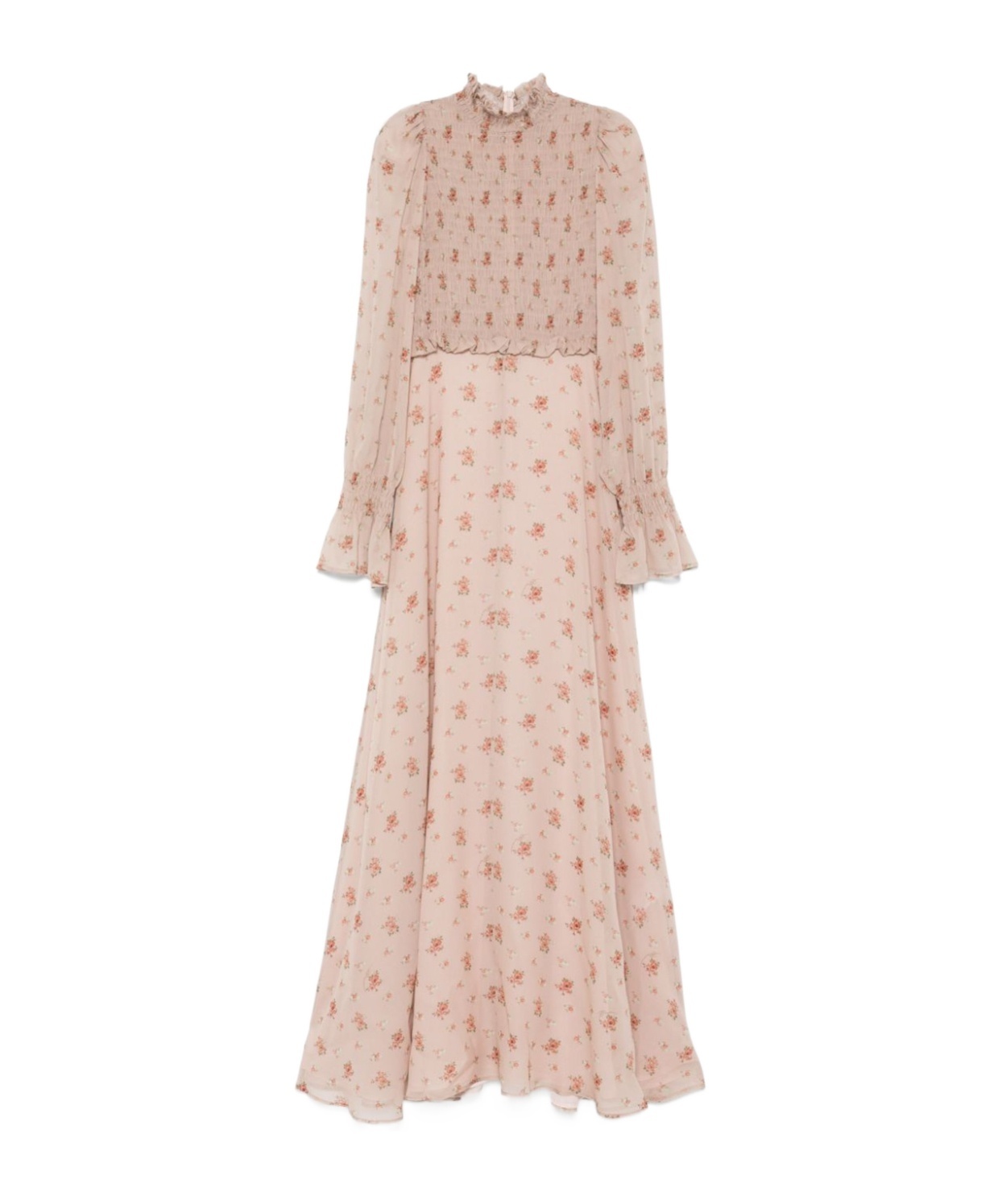 Blumarine Silk Georgette Gown In Nude