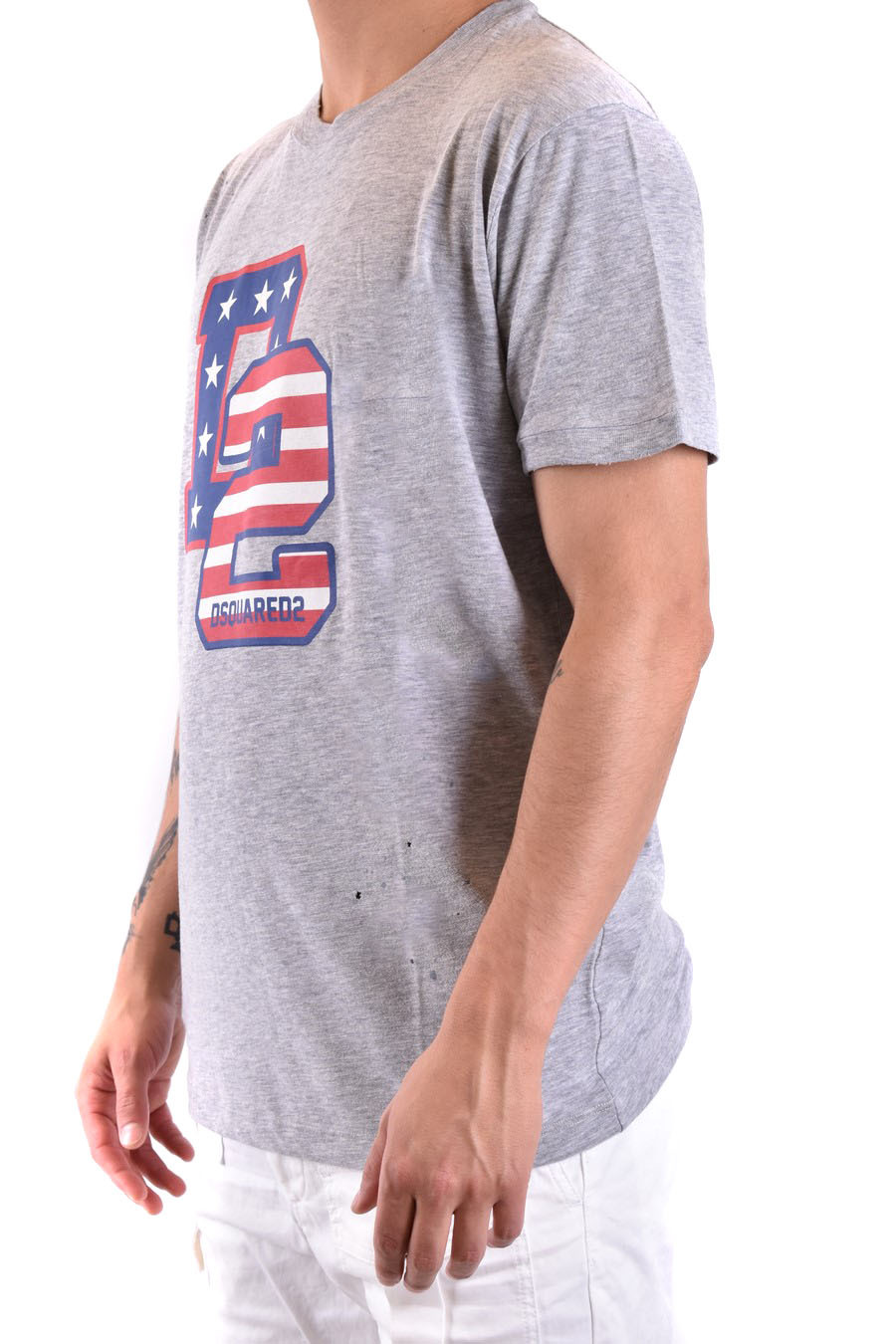 Dsquared2 Logo-print Distressed T-shirt In Gray