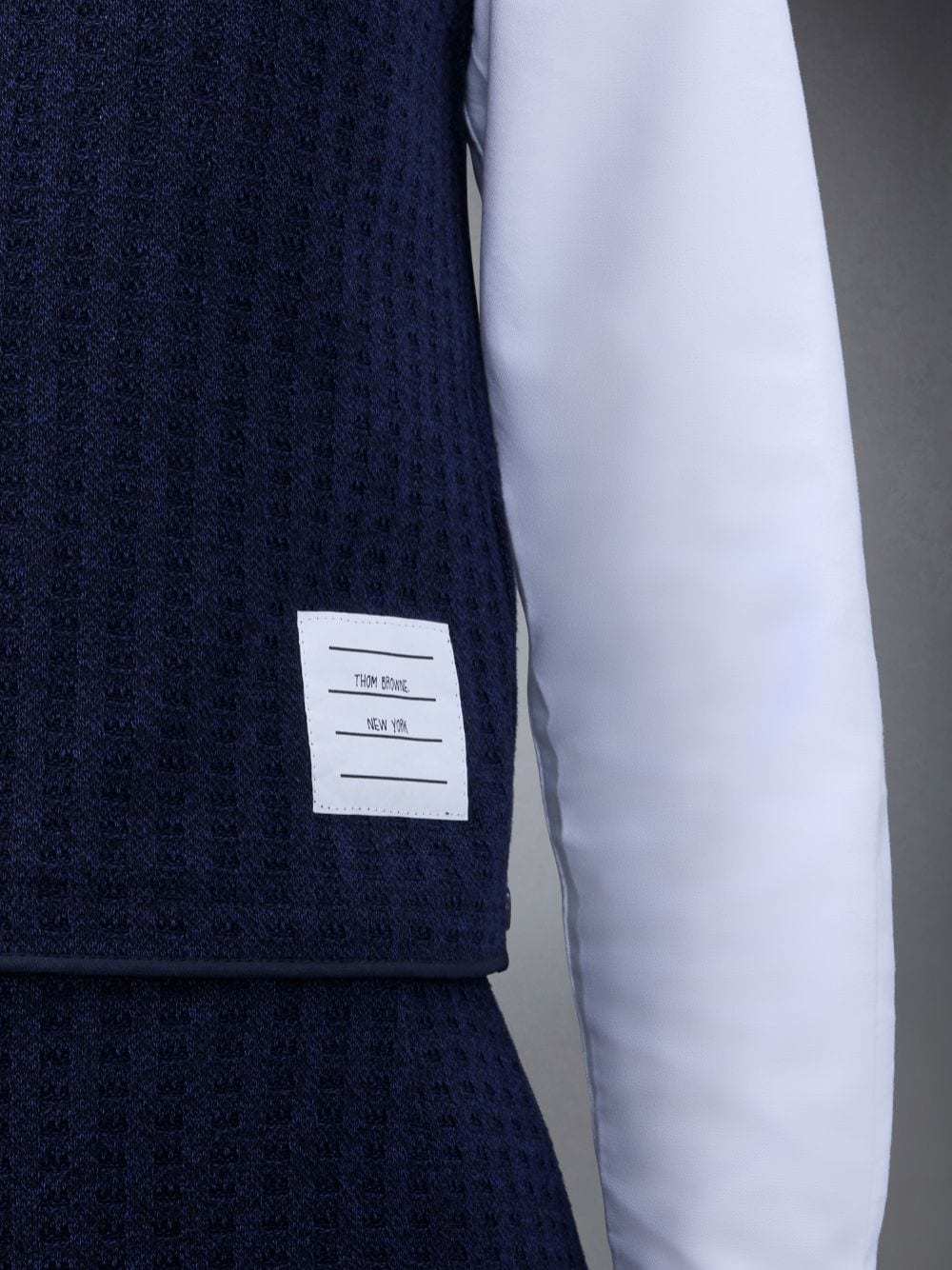 Thom Browne Logo-patch Jacquard Top In Blue
