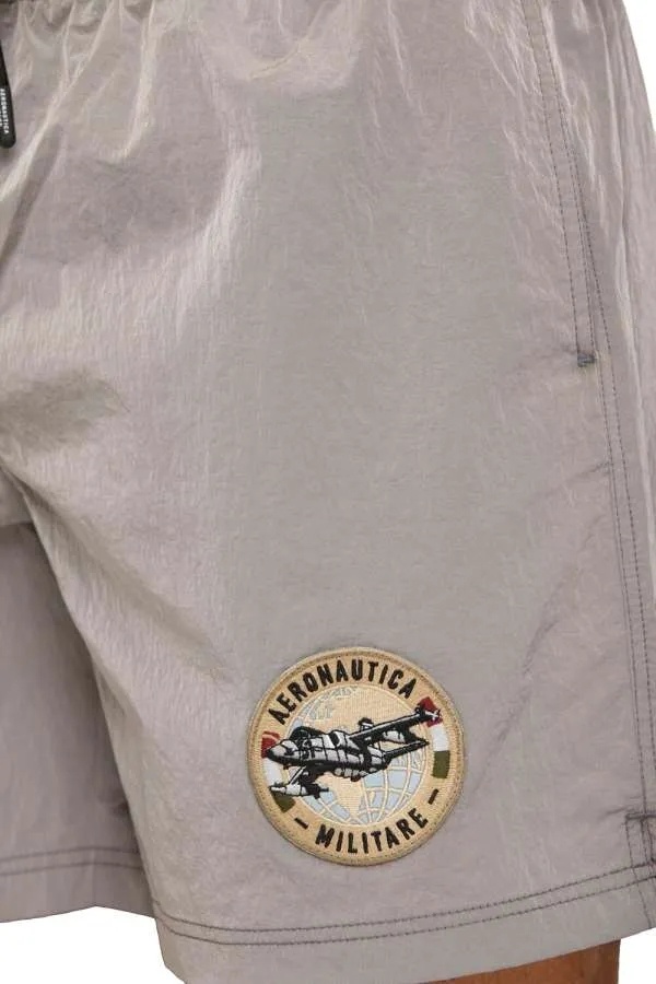 Aeronautica Militare Elastic Waist Swimming Trunks In Iron-gray