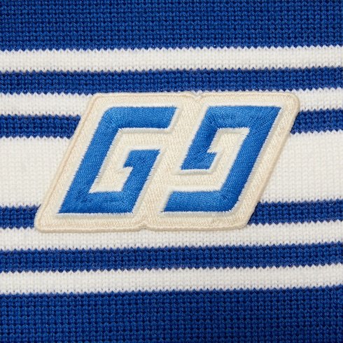 Gucci Square Gg-patch Wool Jumper In Blue