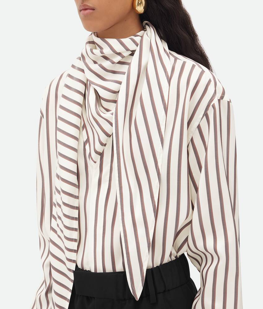 Bottega Veneta Two-color Silk Striped Shirt In White