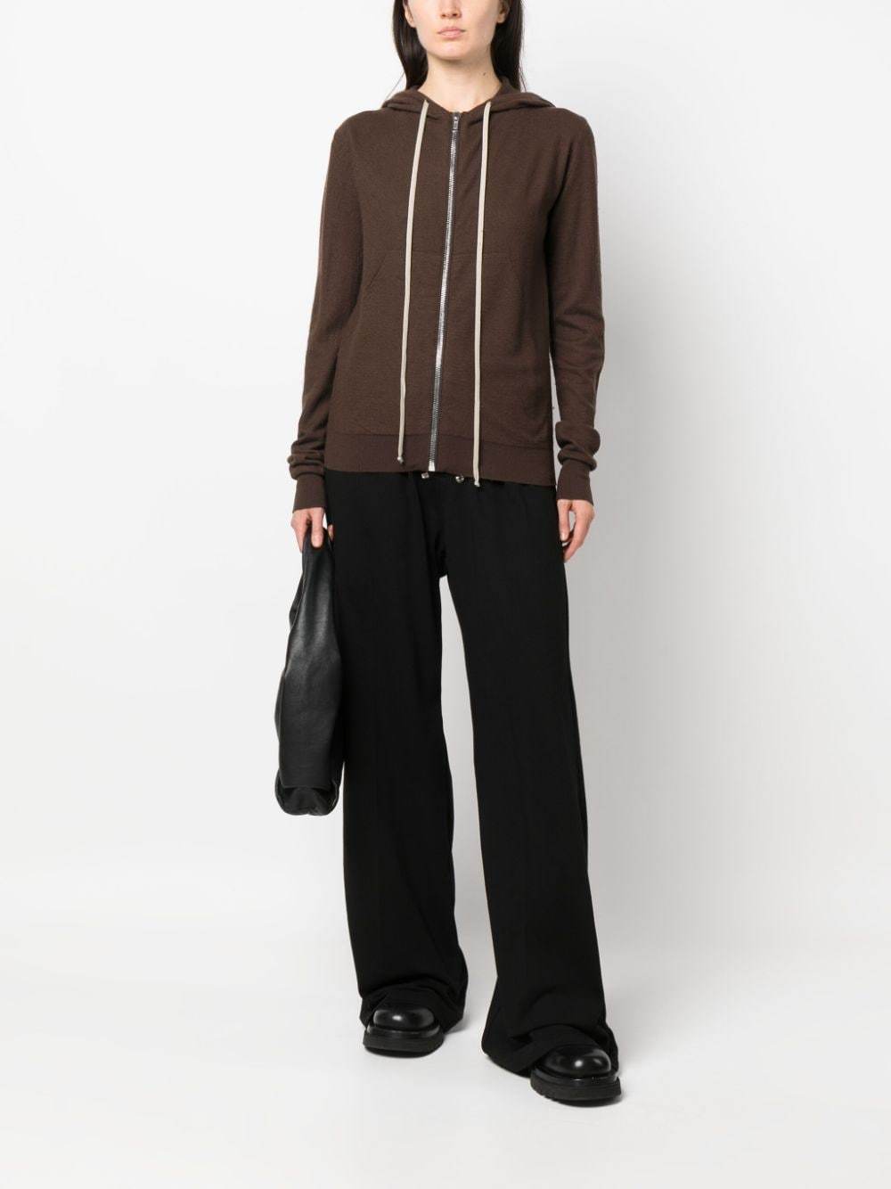 Rick Owens Zip-up Cashmere Hoodie In Black