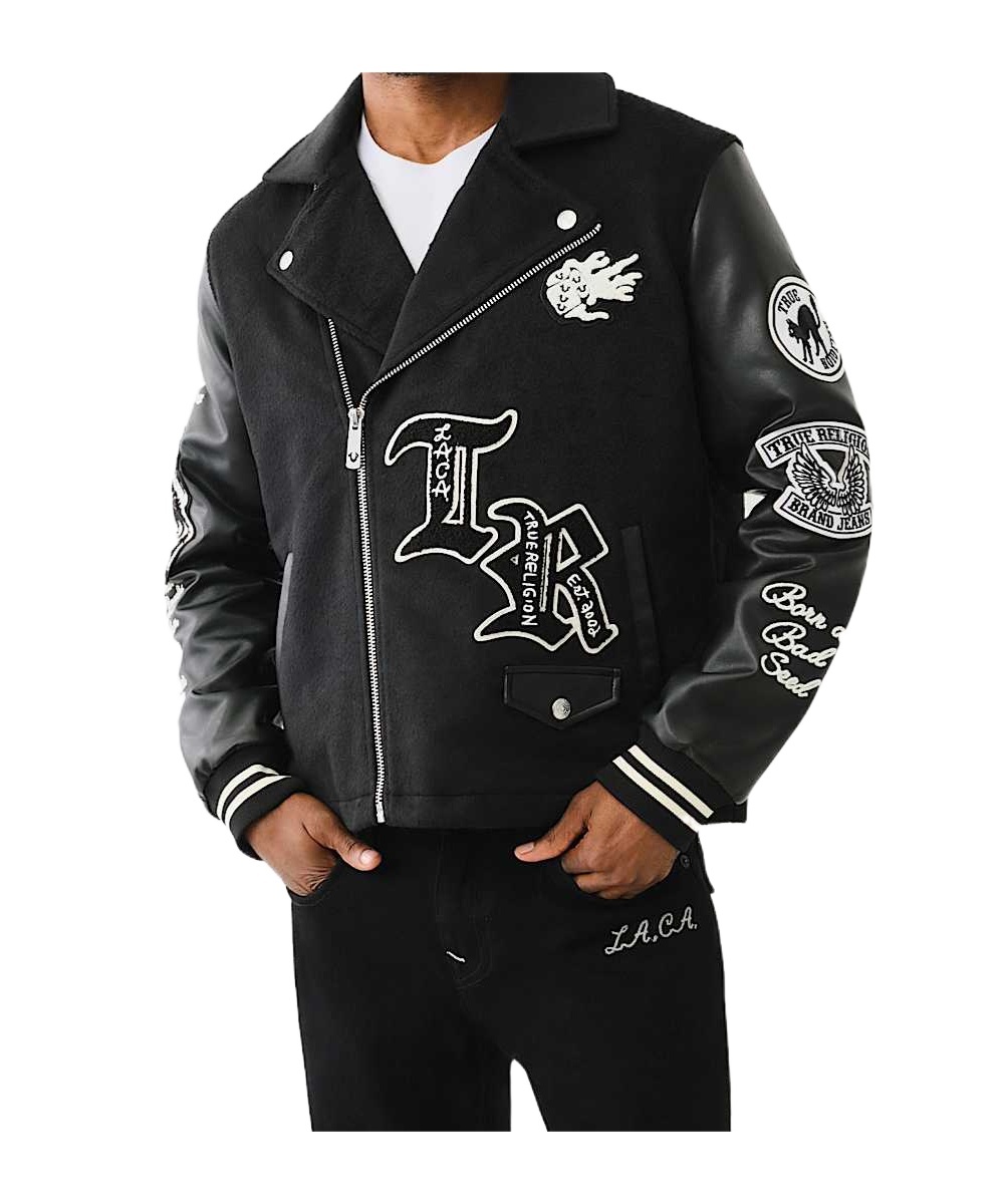 True Religion Property Of None Biker Jacket In Black