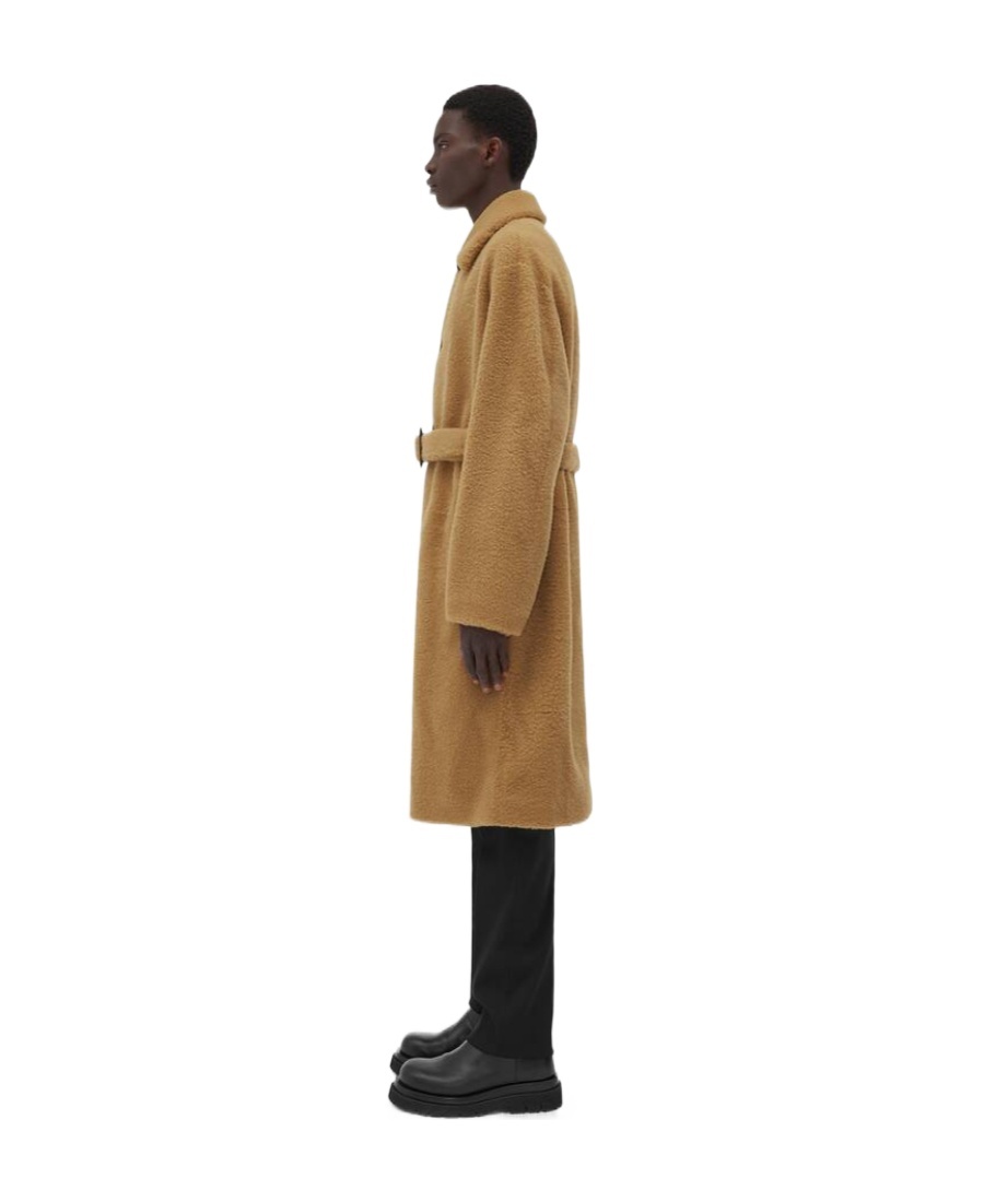 Bottega Veneta Girdle Wool Coat In Brown