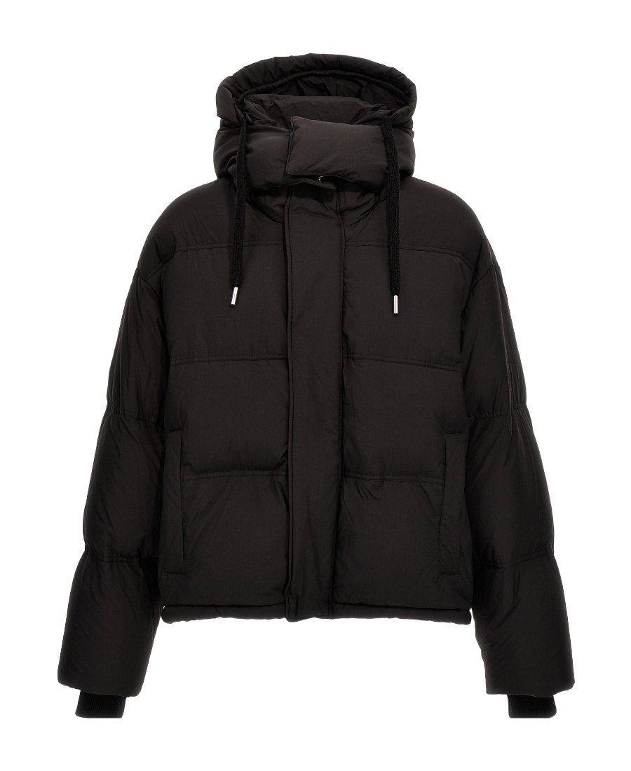 Ami Alexandre Mattiussi Ami Paris Hooded Drawstring Down Jacket In Black