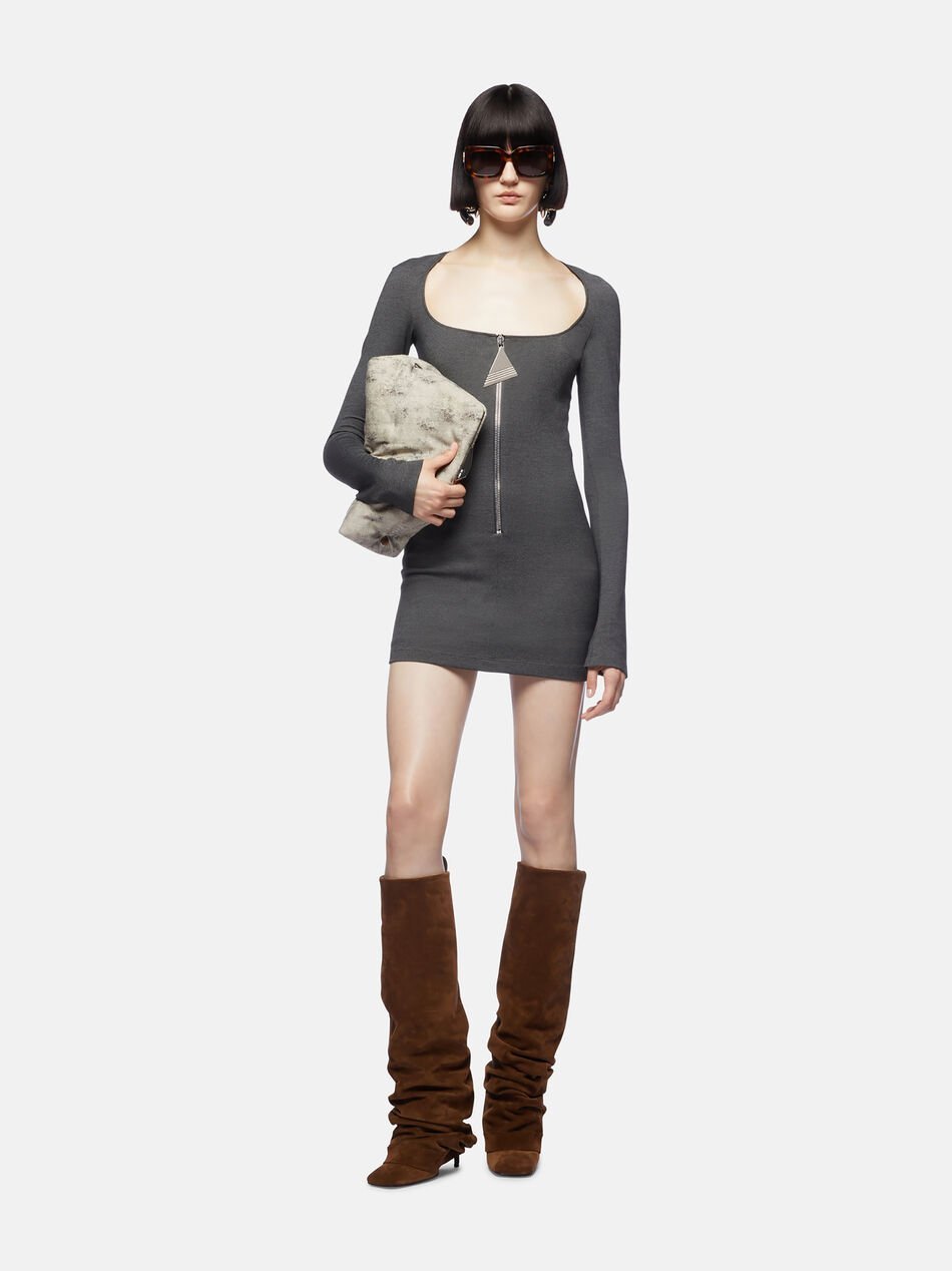 Shop Attico Mélange-effect Mini Dress In Black