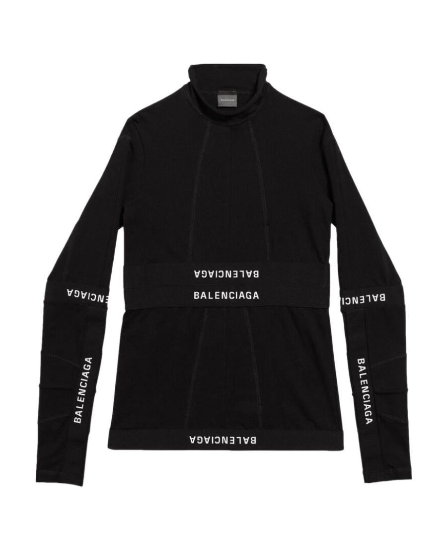 Balenciaga Brief Patchwork Long-sleeve Top In Black