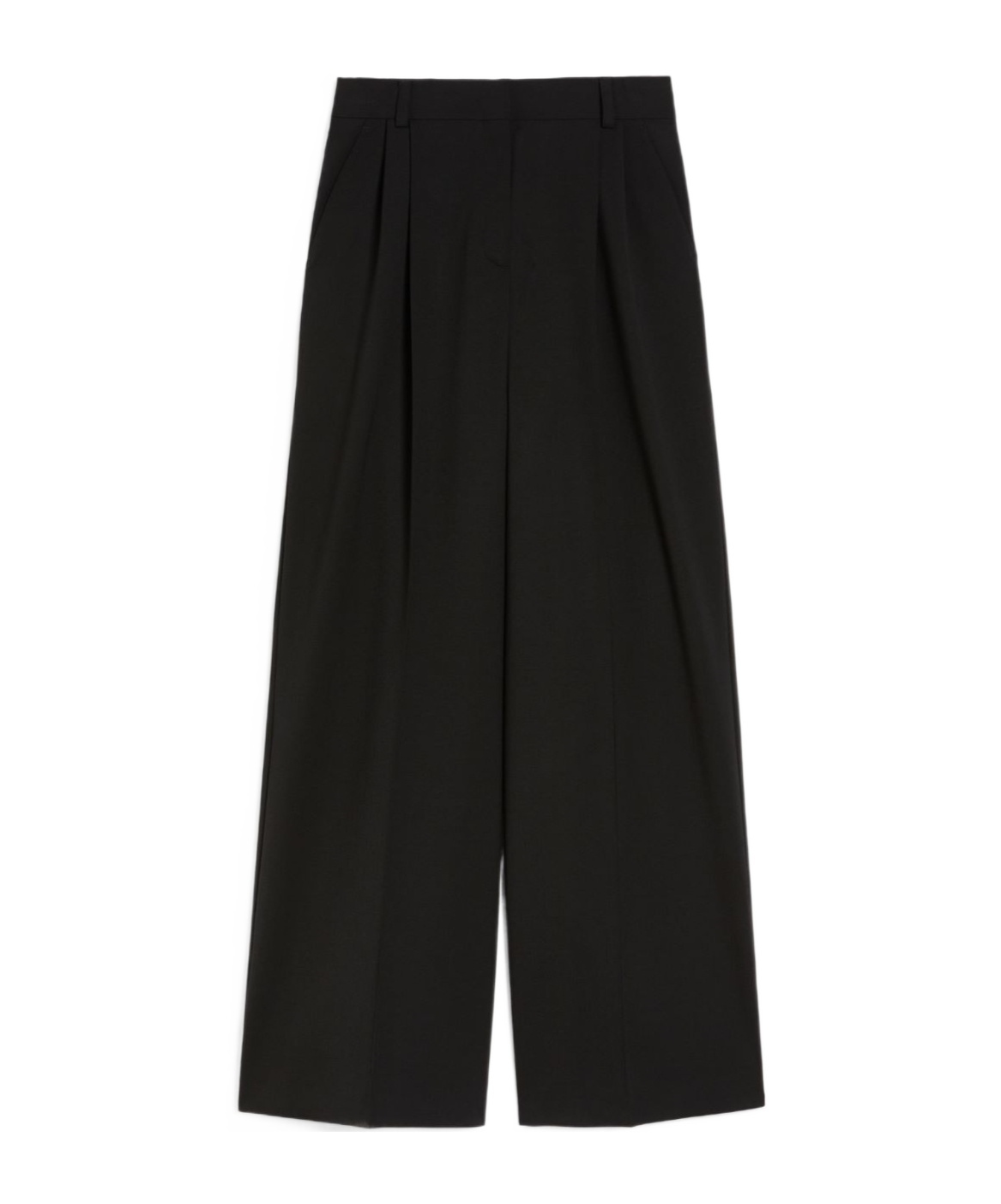 Weekend Max Mara Wool Canvas Wide-leg Pants In Black
