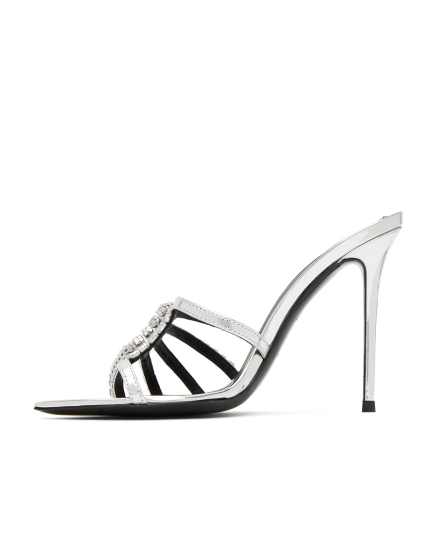 Giuseppe Zanotti Silver Intriigo Heeled Sandals In White
